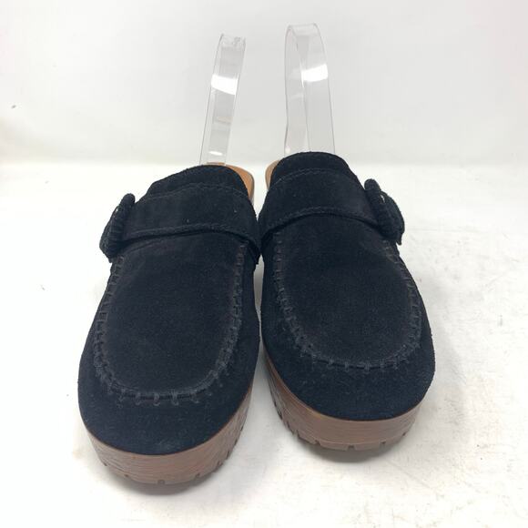 Zodiac Raine Black Suede Leather Moc Toe Platform Chunky Mules Clogs Size 10 Y2K - Picture 10 of 10